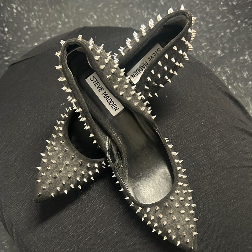 Steve Madden Black Spiked Heels size 7.5